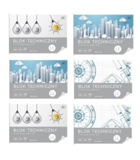 6 SZT. X BLOK TECHNICZNY BIAŁY A4 INTERDRUK 10 ARKUSZY 170G