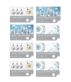 8 SZT. X BLOK TECHNICZNY BIAŁY A4 INTERDRUK 10 ARKUSZY 170G
