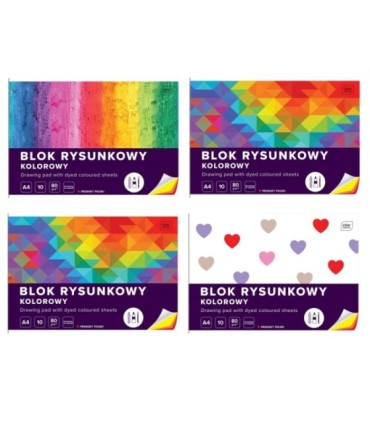 4 SZT. X BLOK RYSUNKOWY KOLOROWY, A4, 10 KARTEK, 80g, INTERDRUK