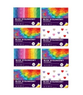 8 SZT. X BLOK RYSUNKOWY KOLOROWY, A4, 10 KARTEK, 80g, INTERDRUK
