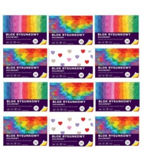 12 SZT. X BLOK RYSUNKOWY KOLOROWY, A4, 10 KARTEK, 80g, INTERDRUK