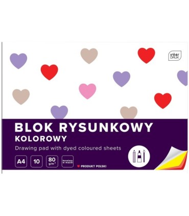20 SZT. X BLOK RYSUNKOWY KOLOROWY, A4, 10 KARTEK, 80g, INTERDRUK