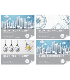 4 SZT. X BLOK TECHNICZNY BIAŁY A3 INTERDRUK 10 ARKUSZY 170g