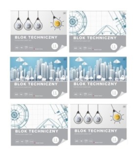 6 SZT. X BLOK TECHNICZNY BIAŁY A3 INTERDRUK 10 ARKUSZY 170g