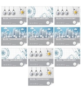 8 SZT. X BLOK TECHNICZNY BIAŁY A3 INTERDRUK 10 ARKUSZY 170g