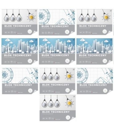 8 SZT. X BLOK TECHNICZNY BIAŁY A3 INTERDRUK 10 ARKUSZY 170g