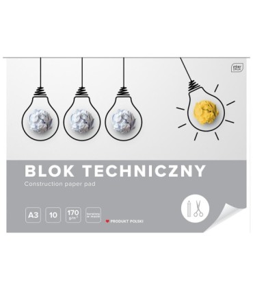 8 SZT. X BLOK TECHNICZNY BIAŁY A3 INTERDRUK 10 ARKUSZY 170g