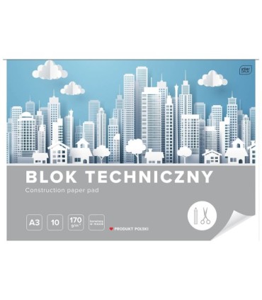 8 SZT. X BLOK TECHNICZNY BIAŁY A3 INTERDRUK 10 ARKUSZY 170g