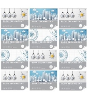 12 SZT. X BLOK TECHNICZNY BIAŁY A3 INTERDRUK 10 ARKUSZY 170g