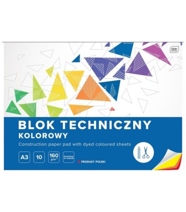 10 SZT. X BLOK TECHNICZNY KOLOROWY A3 INTERDRUK 10 ARKUSZY, 160g/m2