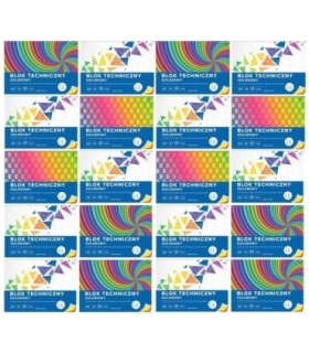 20 SZT. X BLOK TECHNICZNY KOLOROWY A3 INTERDRUK 10 ARKUSZY, 160g/m2