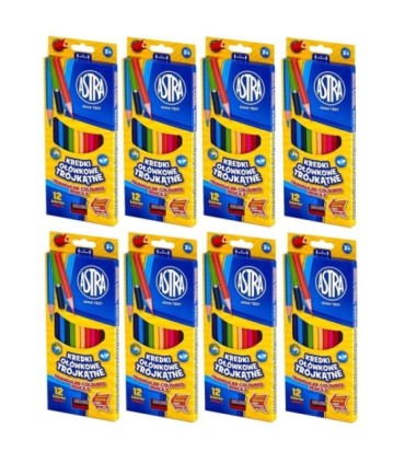 8x kredki ołówkowe trójkątne Astra Vision 12 szt. + temperówka