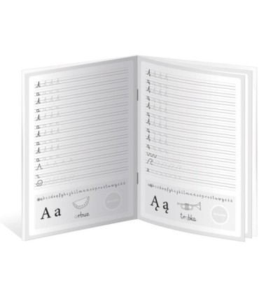 LITERKI KALIGRAFIA format A4 nauka pisania + kolorowanka + naklejki INTERDRUK