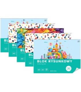5 SZT. X BLOK RYSUNKOWY INTERDRUK A3 20 kartek, 80g