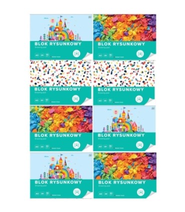 8 SZT. X BLOK RYSUNKOWY INTERDRUK A3 20 kartek, 80g