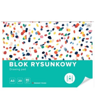 8 SZT. X BLOK RYSUNKOWY INTERDRUK A3 20 kartek, 80g