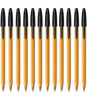 12 SZT x DŁUGOPIS BIUROWY ZE SKUWKĄ BIC ORANGE ORIGINAL FINE 0,8 MM, CZARNY