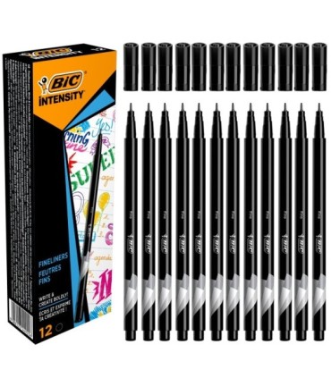 12 SZT. X CIENKOPIS KREŚLARSKI BIC INTENSITY FINE CIENKA KOŃCÓWKA 0,4 MM – CZARNY