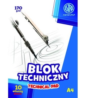 Blok techniczny Astra A4 170g/m2 10 białych arkuszy