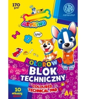 Blok techniczny kolorowy ASTRINO ASTRA 10 kartek A4