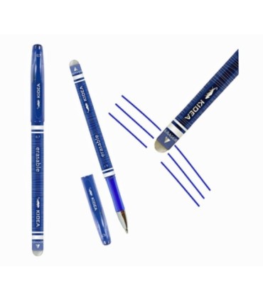 12 szt. x długopis żelowy wymazywalny Kidea z gumką – niebieski, 0.7 mm, pióro