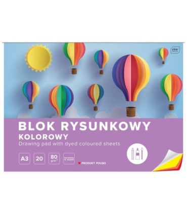 2 SZT. X BLOK RYSUNKOWY KOLOROWY 20 KARTEK 10 KOLORÓW A3 80g Interdruk