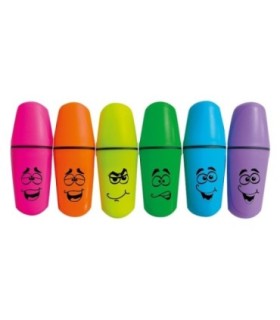 Mini zakreślacze ścięte końcówki neonowe buźki - 6 kolorów ASTRA