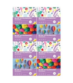 8 SZT. X BLOK RYSUNKOWY KOLOROWY 20 KARTEK 10 KOLORÓW A3 80g Interdruk