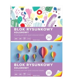 2 SZT. X BLOK RYSUNKOWY KOLOROWY 20 KARTEK 10 KOLORÓW A4 80g Interdruk