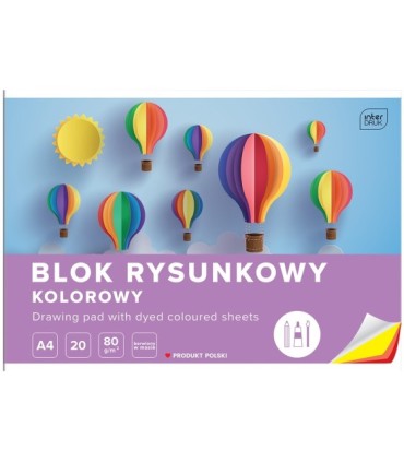 3 SZT. X BLOK RYSUNKOWY KOLOROWY 20 KARTEK 10 KOLORÓW A4 80g Interdruk
