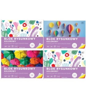 4 SZT. X BLOK RYSUNKOWY KOLOROWY 20 KARTEK 10 KOLORÓW A4 80g Interdruk