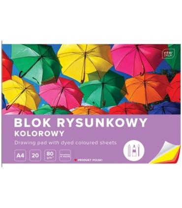 6 SZT. X BLOK RYSUNKOWY KOLOROWY 20 KARTEK 10 KOLORÓW A4 80g Interdruk