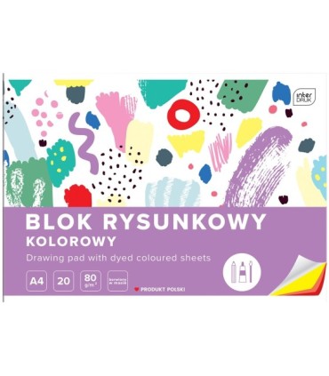 6 SZT. X BLOK RYSUNKOWY KOLOROWY 20 KARTEK 10 KOLORÓW A4 80g Interdruk