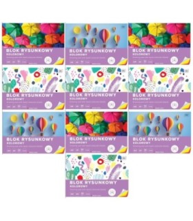 10 SZT. X BLOK RYSUNKOWY KOLOROWY 20 KARTEK 10 KOLORÓW A4 80g Interdruk