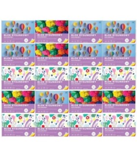 12 SZT. X BLOK RYSUNKOWY KOLOROWY 20 KARTEK 10 KOLORÓW A4 80g Interdruk