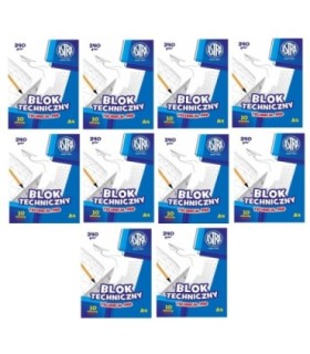 10 szt. x Blok techniczny Astra A4 240g/m2 10 białych arkuszy