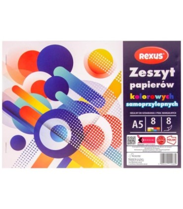 Wycinanka zeszyt A5 papierów kolorowych samoprzylepnych 8 kart REXUS  BENIAMIN