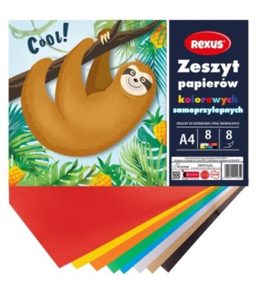 Wycinanka zeszyt A4 papierów kolorowych samoprzylepnych 8 kart REXUS  BENIAMIN