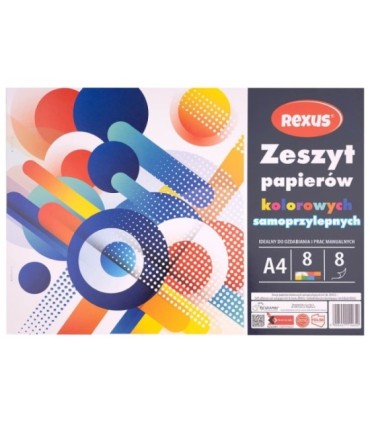 Wycinanka zeszyt A4 papierów kolorowych samoprzylepnych 8 kart REXUS  BENIAMIN