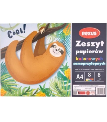Wycinanka zeszyt A4 papierów kolorowych samoprzylepnych 8 kart REXUS  BENIAMIN