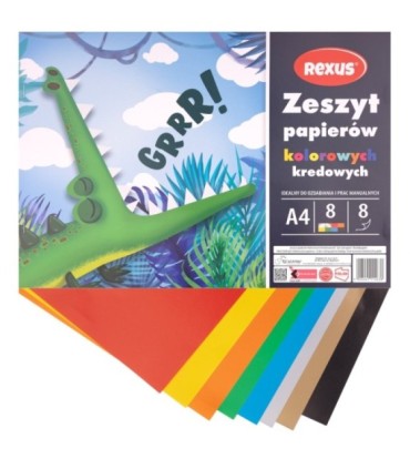 Wycinanka zeszyt A4 papierów kolorowych kredowych 8 kart REXUS  BENIAMIN
