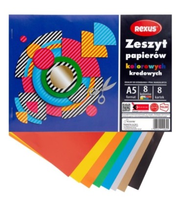 Wycinanka zeszyt A4 papierów kolorowych kredowych 8 kart REXUS  BENIAMIN