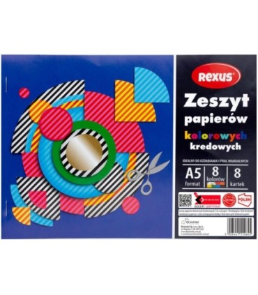 Wycinanka zeszyt A4 papierów kolorowych kredowych 8 kart REXUS  BENIAMIN