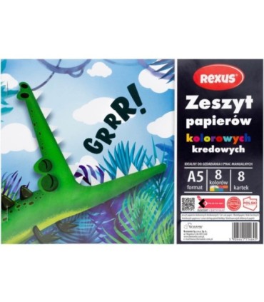 Wycinanka zeszyt A4 papierów kolorowych kredowych 8 kart REXUS  BENIAMIN