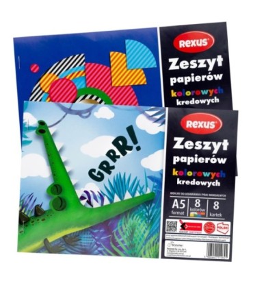 Wycinanka zeszyt A4 papierów kolorowych kredowych 8 kart REXUS  BENIAMIN