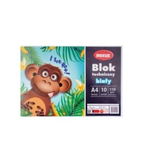 Blok rysunkowy biały REXUS Beniamin A4 20 kartek, 70-80g/m2