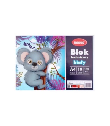 Blok rysunkowy biały REXUS Beniamin A4 20 kartek, 70-80g/m2