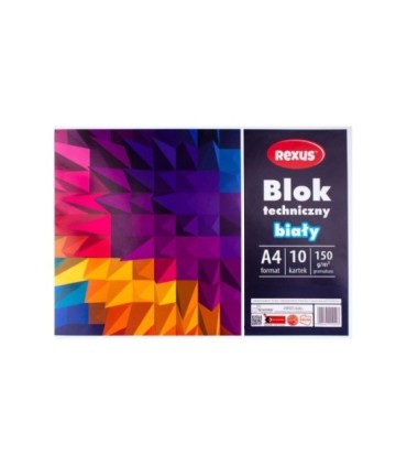 Blok rysunkowy biały REXUS Beniamin A4 20 kartek, 70-80g/m2