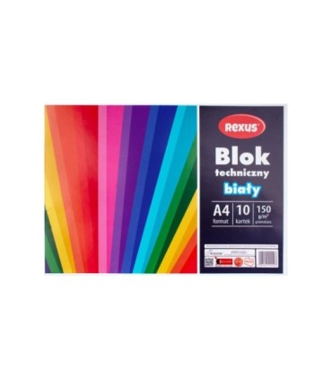 Blok rysunkowy biały REXUS Beniamin A4 20 kartek, 70-80g/m2