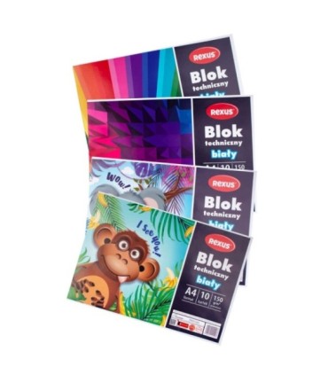 Blok rysunkowy biały REXUS Beniamin A4 20 kartek, 70-80g/m2